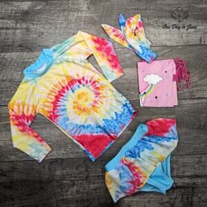 ZukoCert Long Sleeve Rash Guard Ruffle Bikini Drawstring Bag Size L